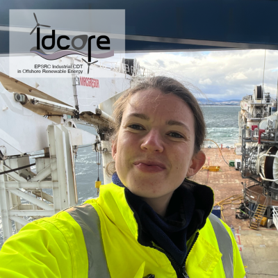 Ione Smith aboard a vessel taking tidal turbine tp Pentland Firth Credit: IDCORE Ione Smith IDCORE Engineer